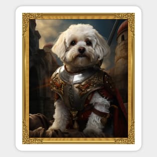 The Valiant Bichon Frisé - Medieval Conquistador  (Framed) Sticker